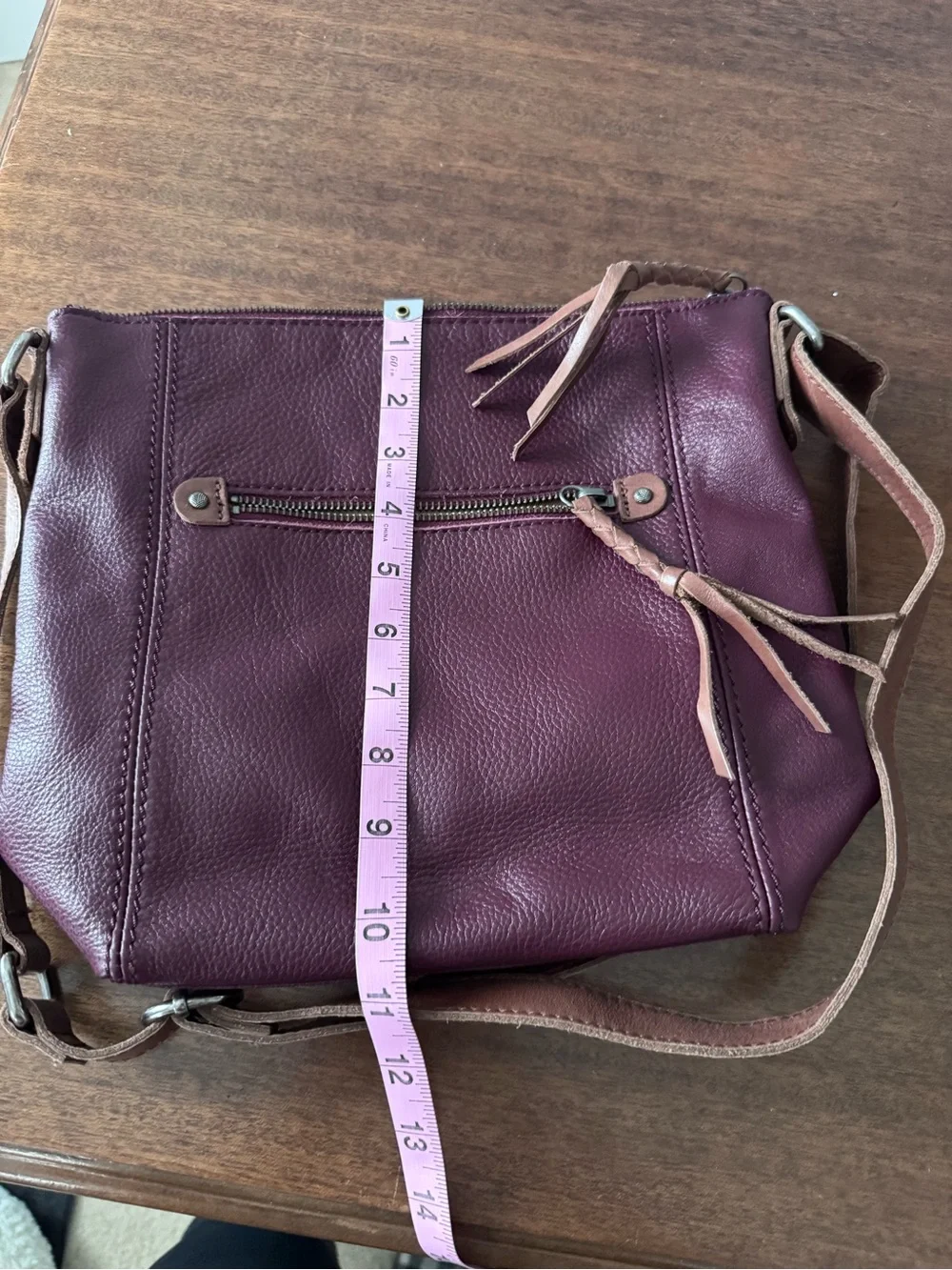 Leather Crossbody Bag in Deep Plum